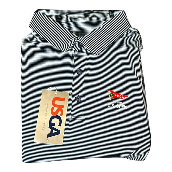 US Open‎ USGA LACC Blue Striped Golf Performance Drift Polo Men's XL 123rd NWT - Picture 7 of 7